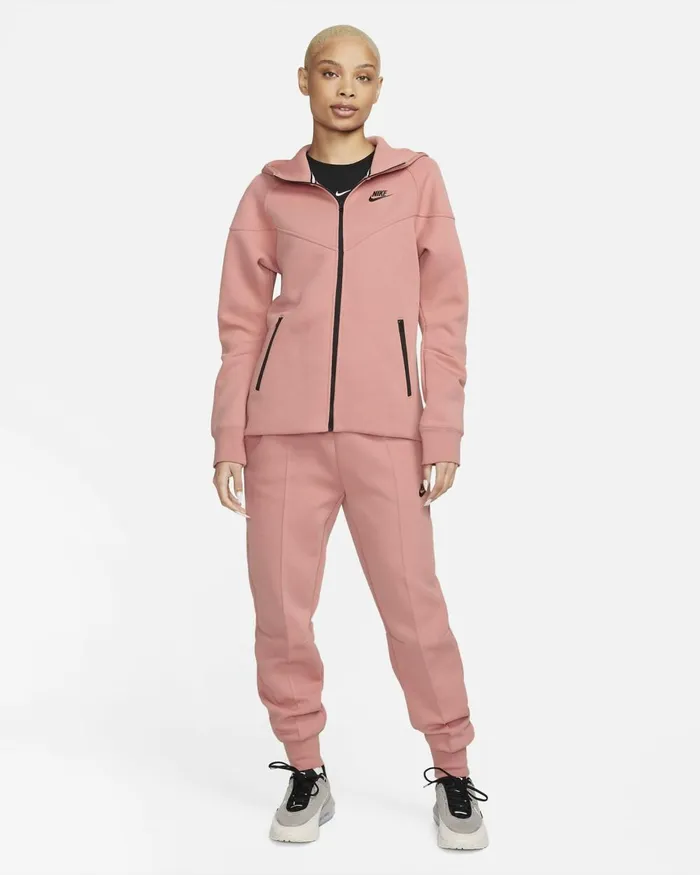 Women Nike Hoodies And Sweatshirts Sportswear Tech Fleece Windrunner Red Stardustblack
