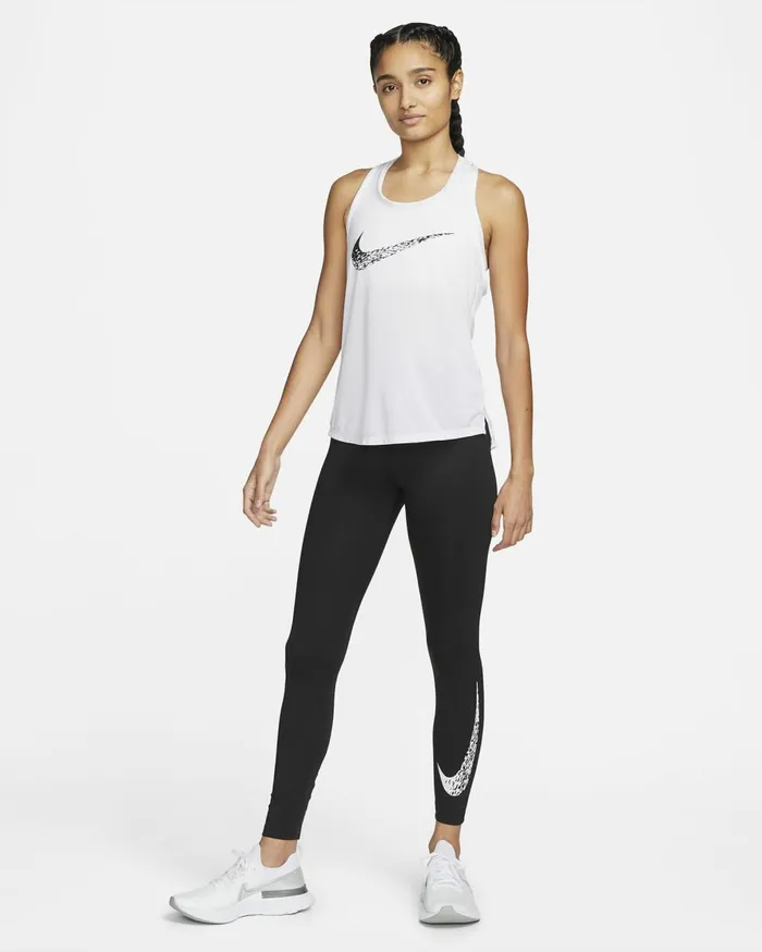 Women Nike Leggings Swoosh Run Blackwhite