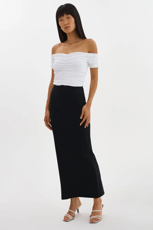 Women NINA Ruched Top White LAMARQUE Tops Women NINA Ruched Top White LAMARQUE Tops