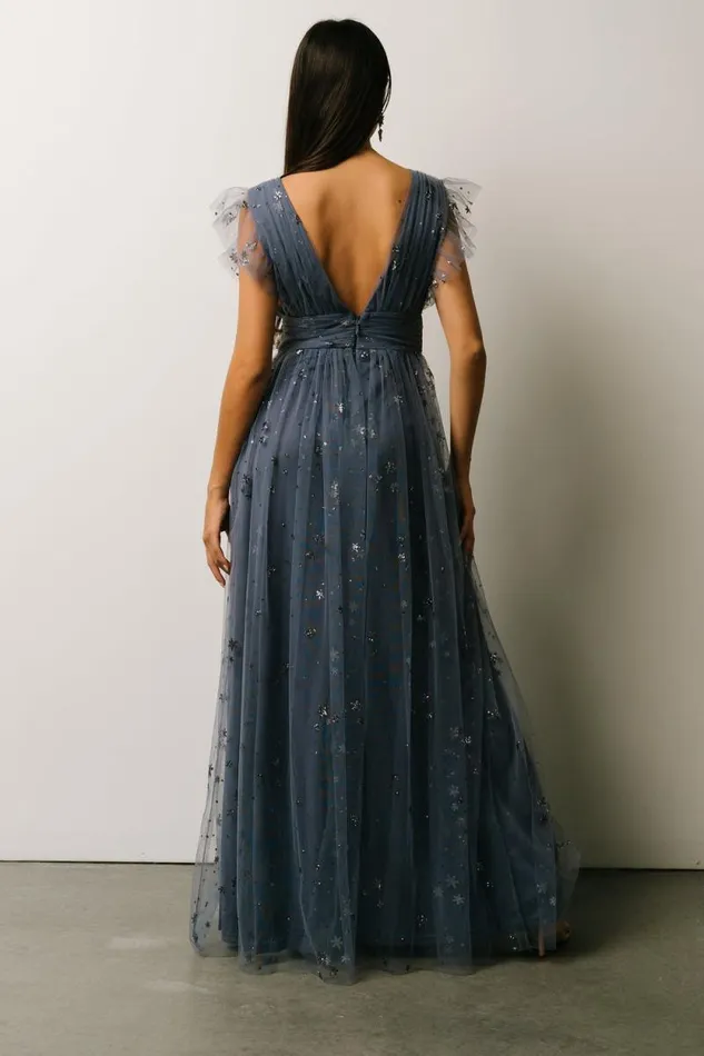Women Nova Shimmer Maxi Dress Slate Blue Baltic Born Embellished and Sequined Women Nova Shimmer Maxi Dress Slate Blue Baltic Born Embellished and Sequined