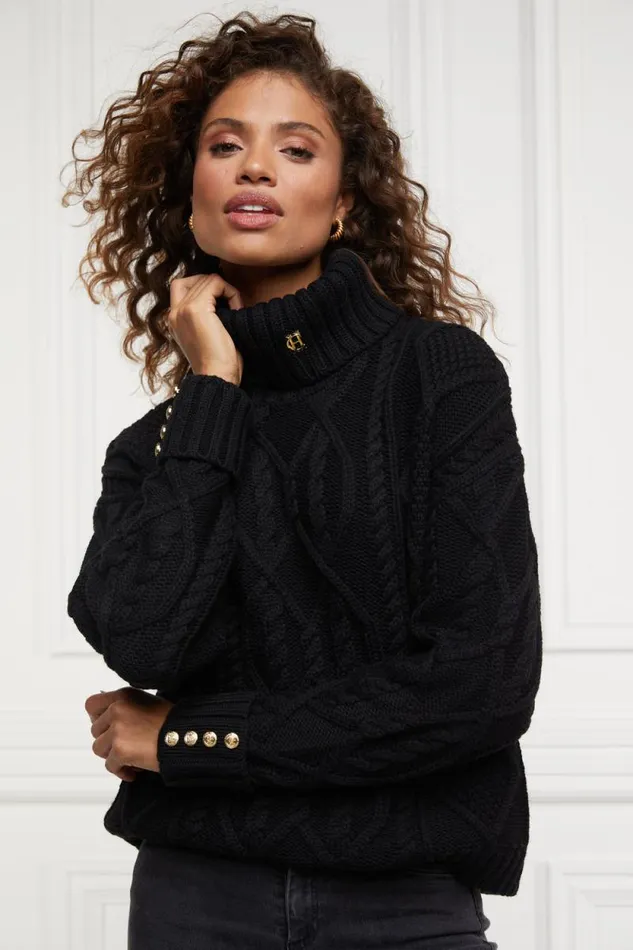 Women Noveli Cable Knit Black Holland Cooper Knitwear