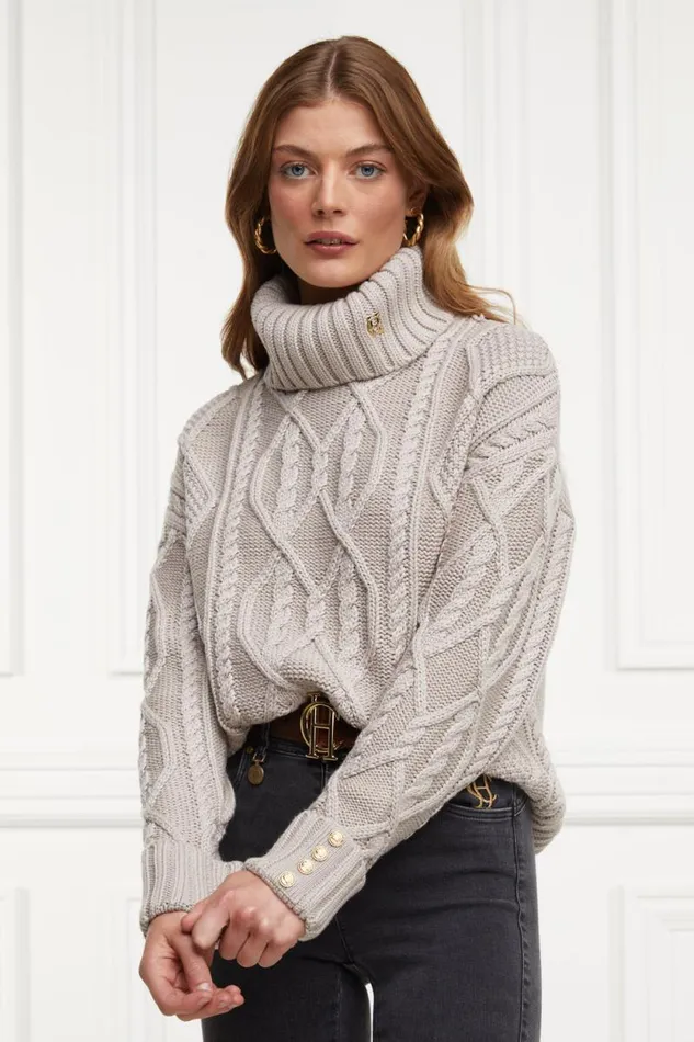 Women Noveli Cable Knit Taupe Holland Cooper Knitwear