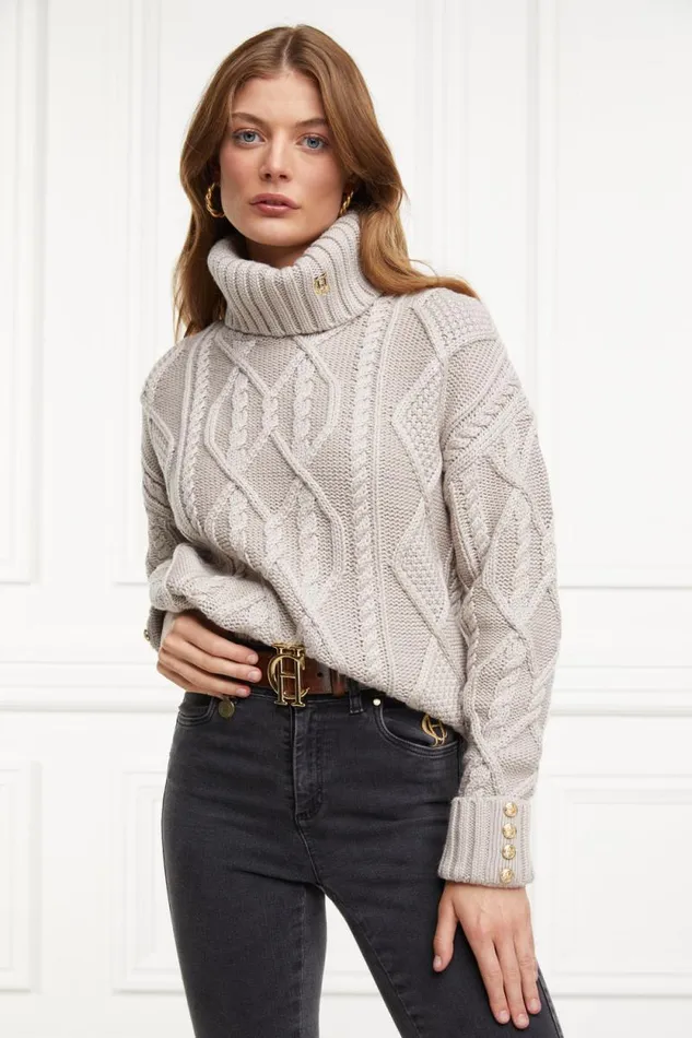 Women Noveli Cable Knit Taupe Holland Cooper Knitwear