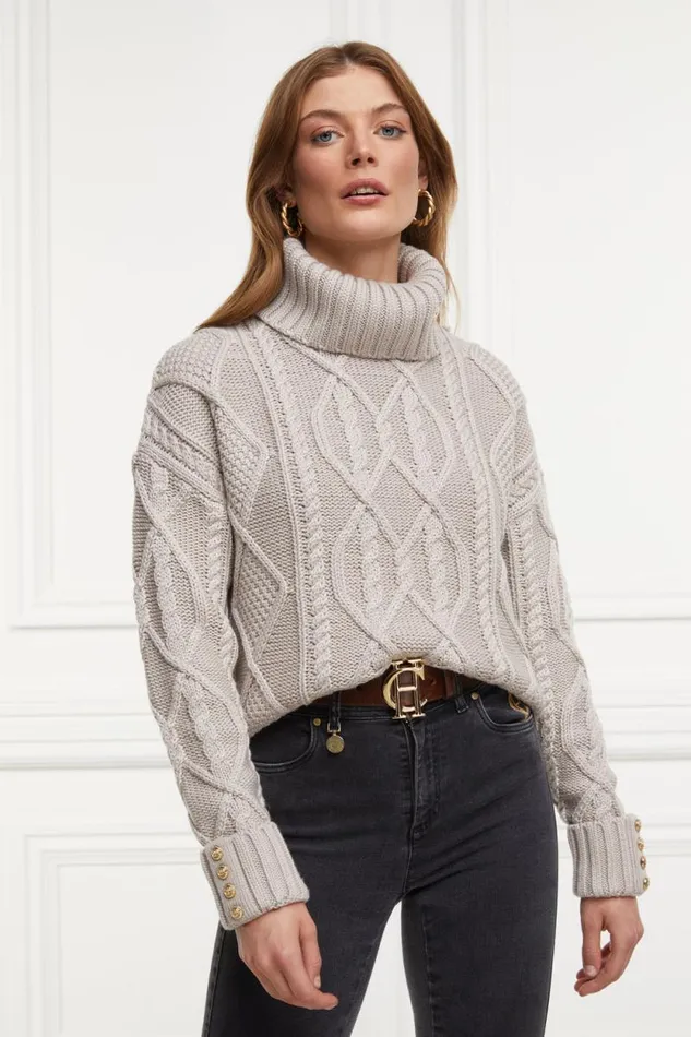 Women Noveli Cable Knit Taupe Holland Cooper Knitwear