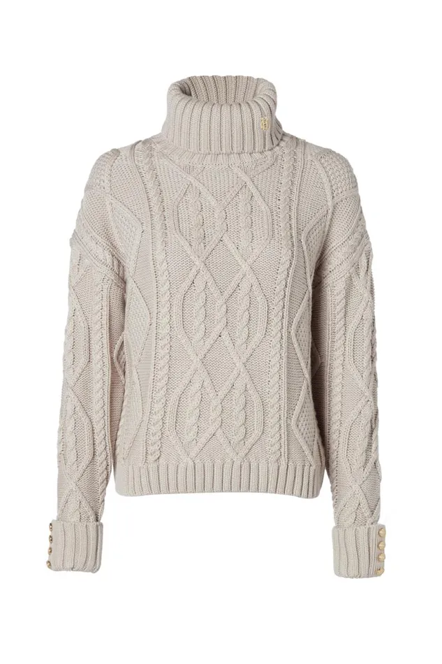 Women Noveli Cable Knit Taupe Holland Cooper Knitwear