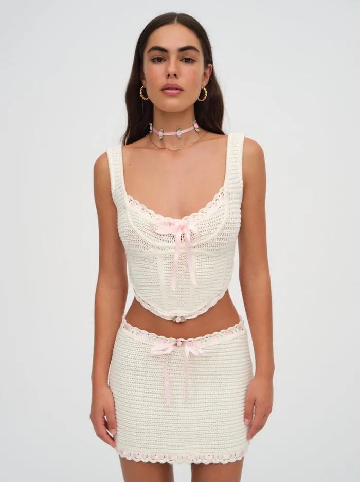 Women Olina Crochet Top Ivory For Love and Lemons Tops