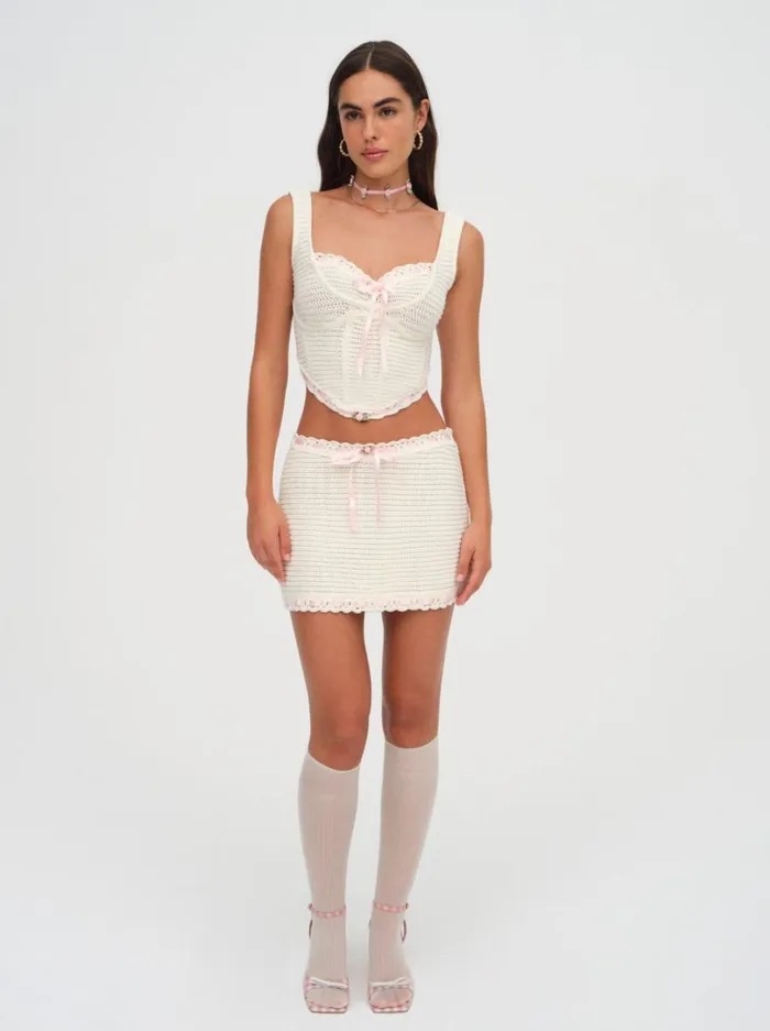Women Olina Crochet Top Ivory For Love and Lemons Tops