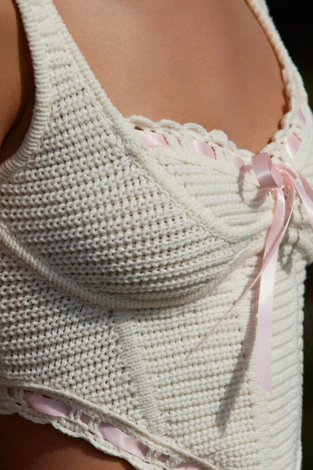 Women Olina Crochet Top Ivory For Love and Lemons Tops