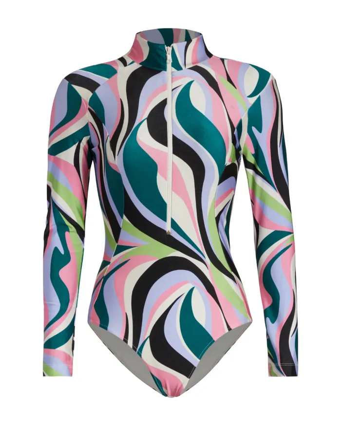 Women One Pieces PatBO DELOS ZIPFRONT RASHGUARD FINAL SALE Black Multi