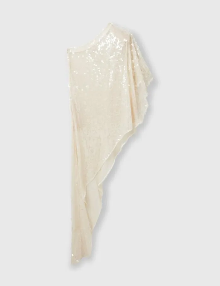 Women OneSleeve Sequin Dress Cream Stella McCartney Dresses