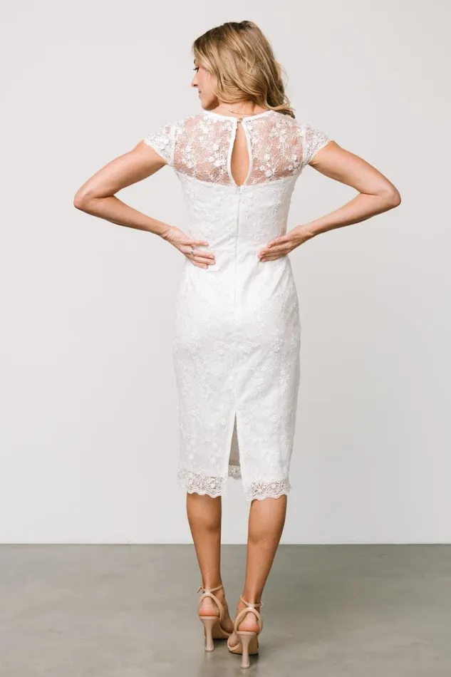 Women Oriana Embossed Shimmer Midi Dress Off White Baltic Born Midi Dresses