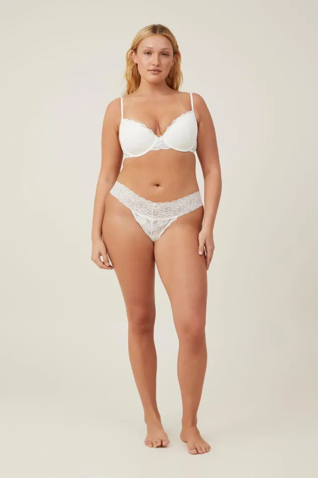 Women Panties Cotton On Everyday Lace Thong Brief Cream