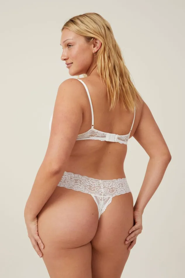 Women Panties Cotton On Everyday Lace Thong Brief Cream