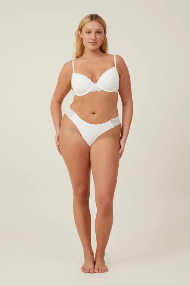 Women Panties Cotton On Party Pants Seamless Thong Brief Cream