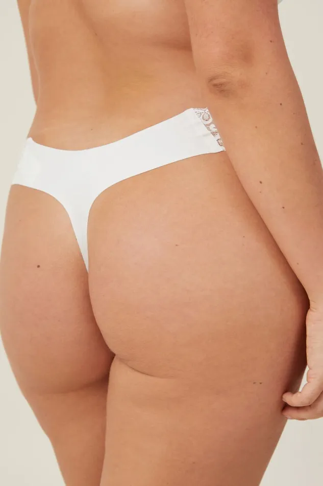 Women Panties Cotton On Party Pants Seamless Thong Brief Cream