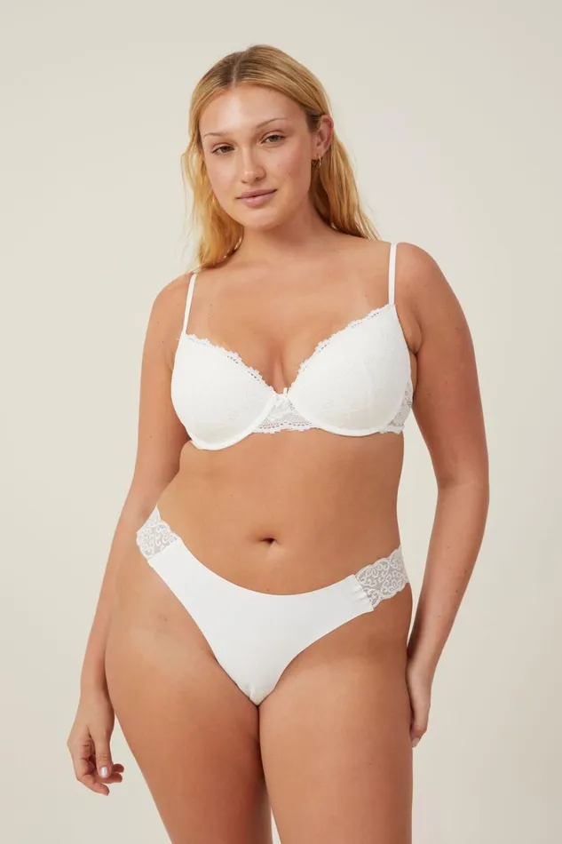 Women Panties Cotton On Party Pants Seamless Thong Brief Cream