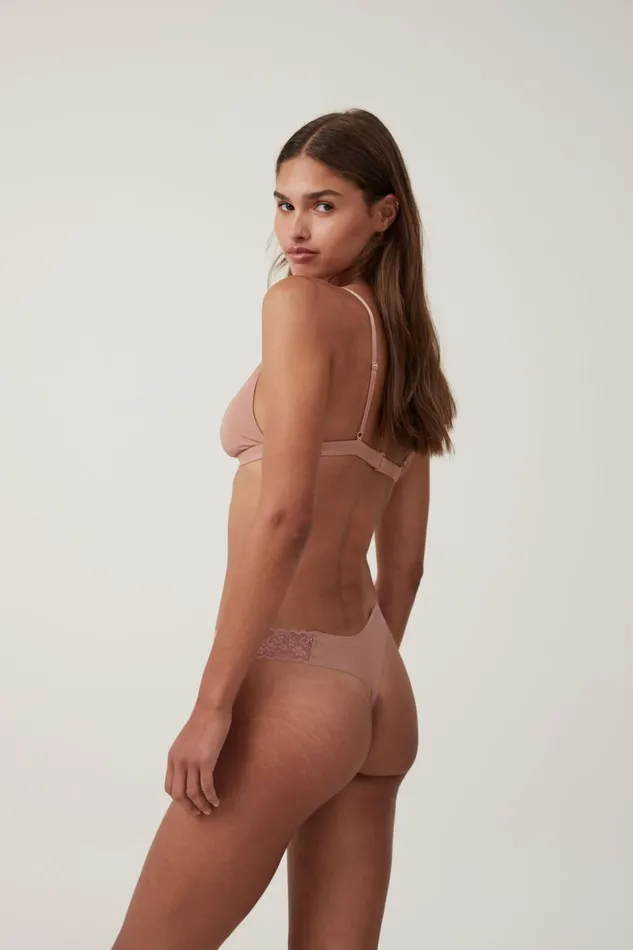 Women Panties Cotton On Party Pants Seamless Thong Brief Nougat Sparkle