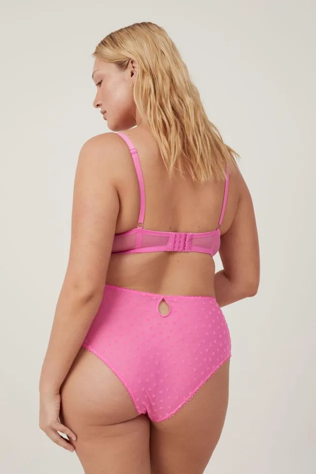 Women Panties Cotton On Sasha Flocking Mesh High Waist Bikini Brief Candy Cloud