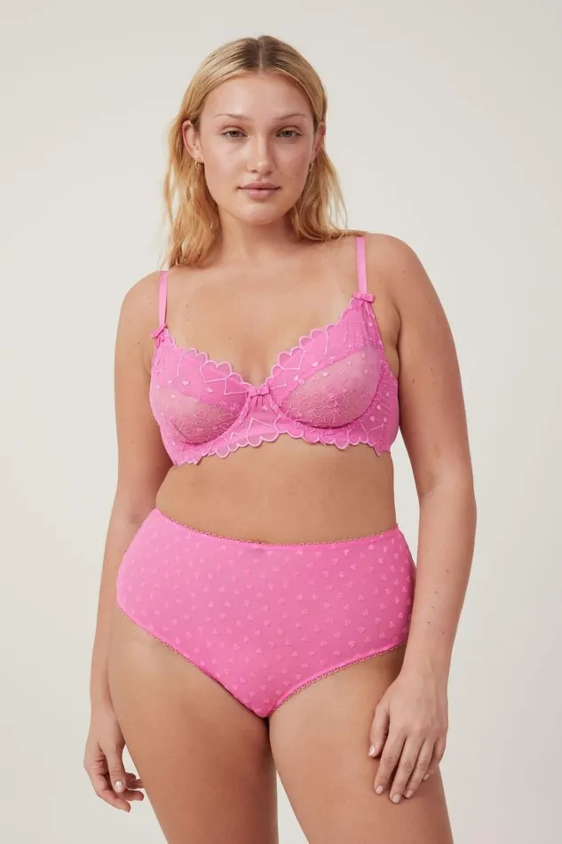 Women Panties Cotton On Sasha Flocking Mesh High Waist Bikini Brief Candy Cloud