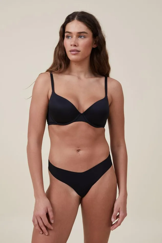 Women Panties Cotton On The Invisible Thong Brief r Black
