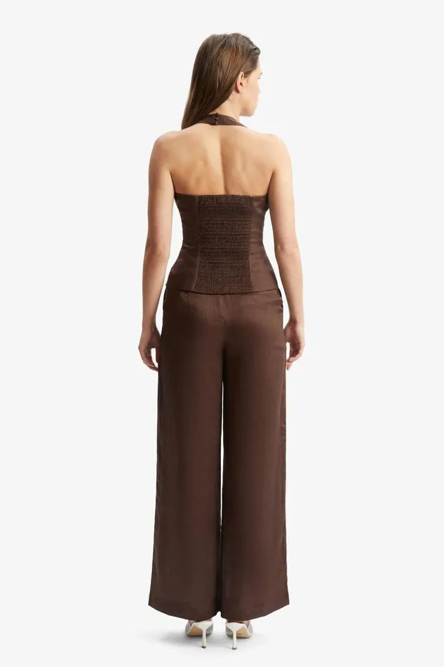 Women Pants Bardot Enya Linen Pant In Chocolate Chocolate