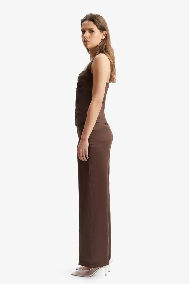 Women Pants Bardot Enya Linen Pant In Chocolate Chocolate
