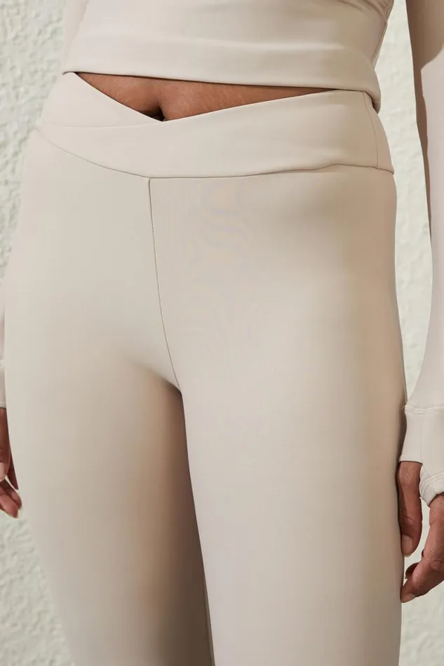 Women Pants Cotton On Fleece Lined Full Length Flare White Pepper