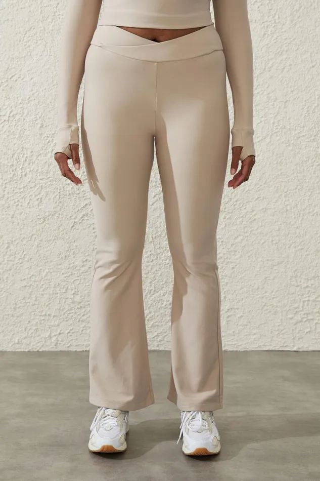 Women Pants Cotton On Fleece Lined Full Length Flare White Pepper