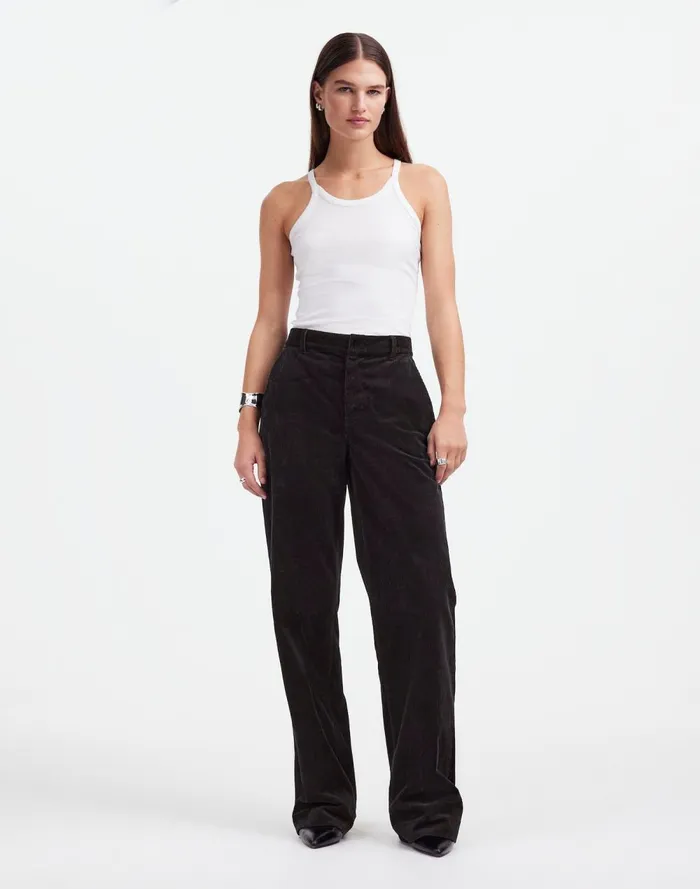 Women Pants Madewell Alexa Chung For Madewell Corduroy Trousers Jet Black
