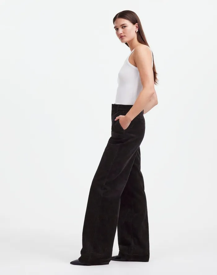 Women Pants Madewell Alexa Chung For Madewell Corduroy Trousers Jet Black