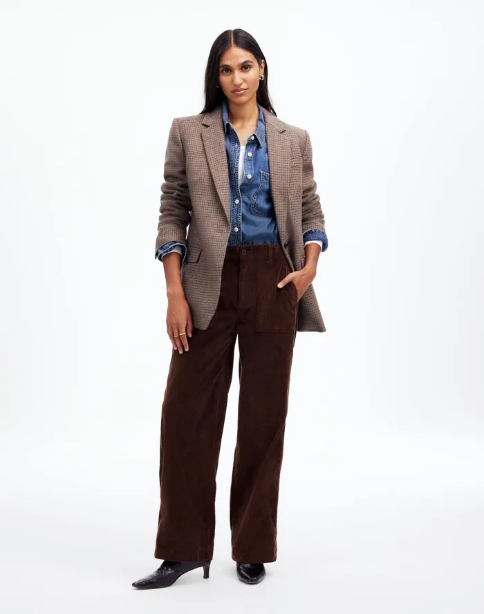 Women Pants Madewell LowSlung Baggy Utility Pants In Corduroy Dark Carob
