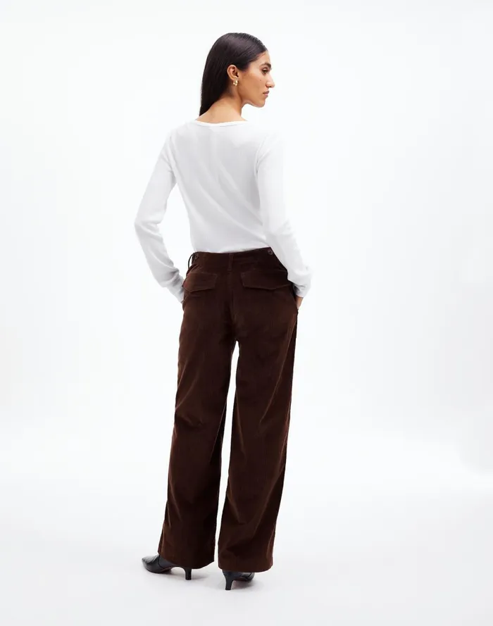Women Pants Madewell LowSlung Baggy Utility Pants In Corduroy Dark Carob