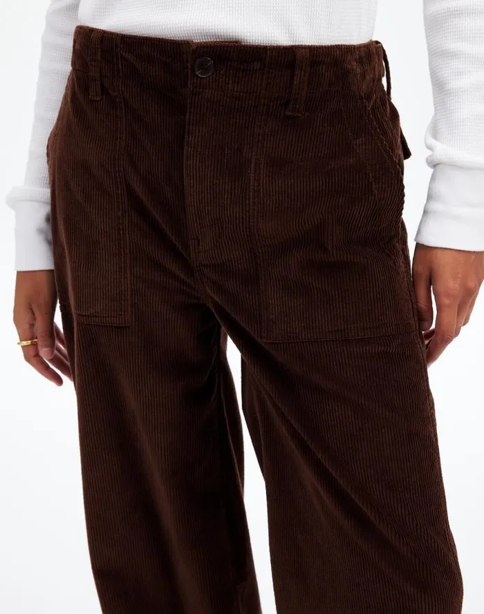 Women Pants Madewell LowSlung Baggy Utility Pants In Corduroy Dark Carob