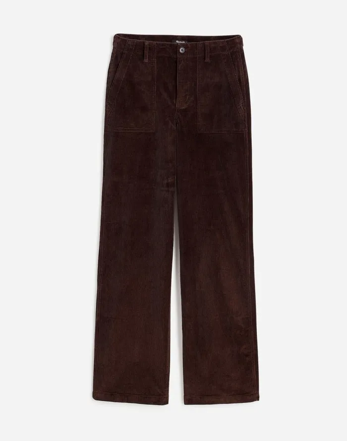 Women Pants Madewell LowSlung Baggy Utility Pants In Corduroy Dark Carob