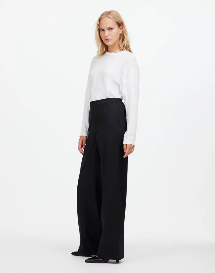 Women Pants Madewell PullOn Straight Pants In Drapey Twill True Black