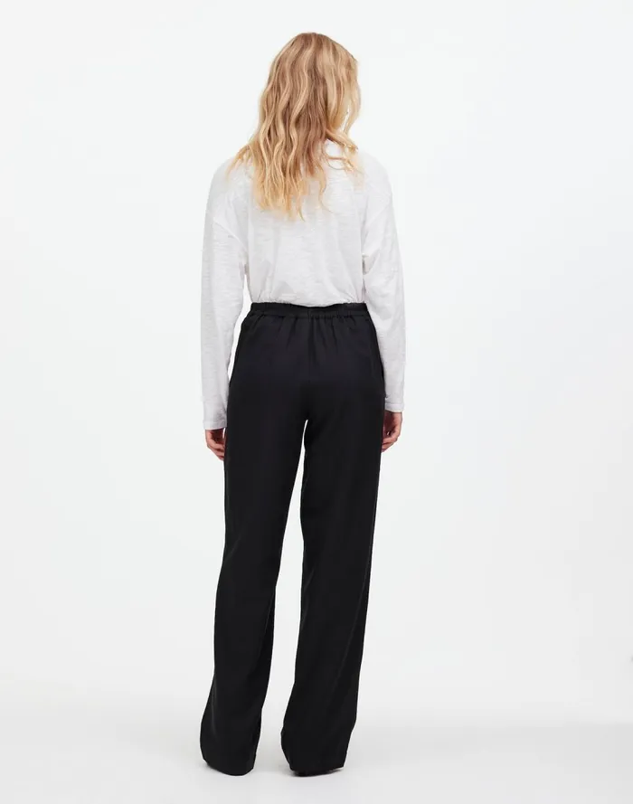 Women Pants Madewell PullOn Straight Pants In Drapey Twill True Black
