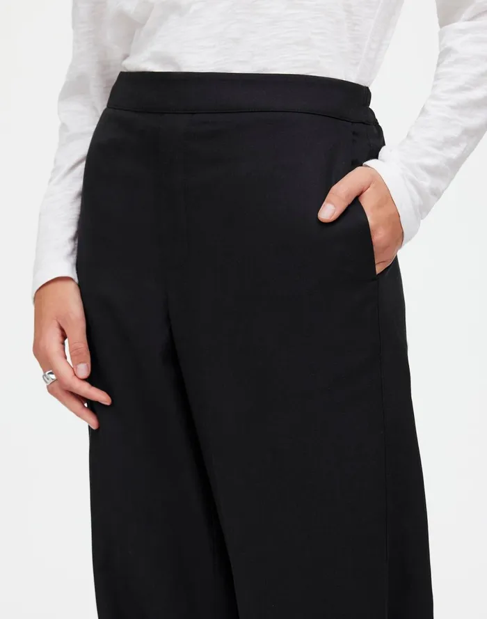 Women Pants Madewell PullOn Straight Pants In Drapey Twill True Black