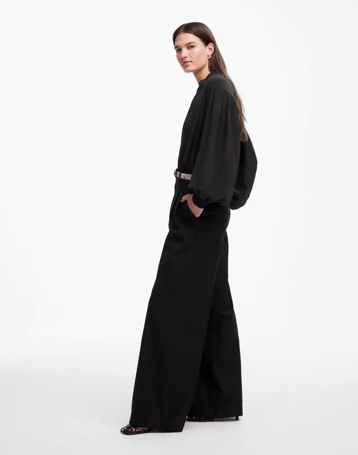 Women Pants Madewell The Harlow SuperwideLeg Trouser In Flannel Black