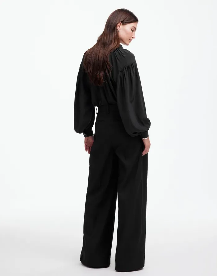Women Pants Madewell The Harlow SuperwideLeg Trouser In Flannel Black