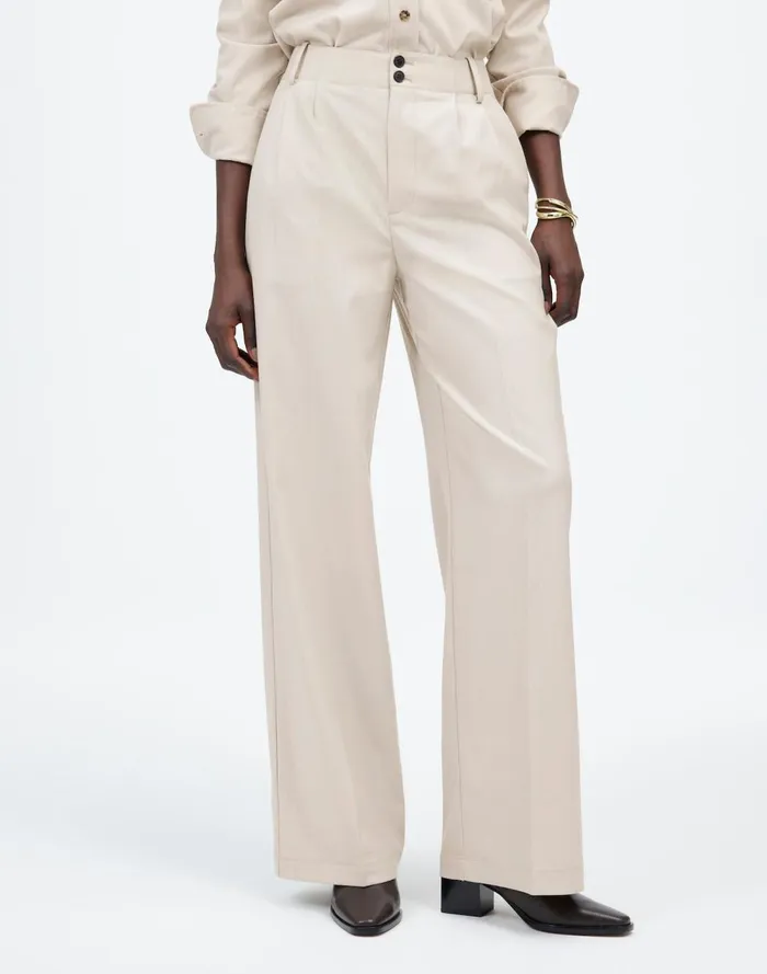 Women Pants Madewell The Harlow WideLeg Pant In Flannel Pebble Stone