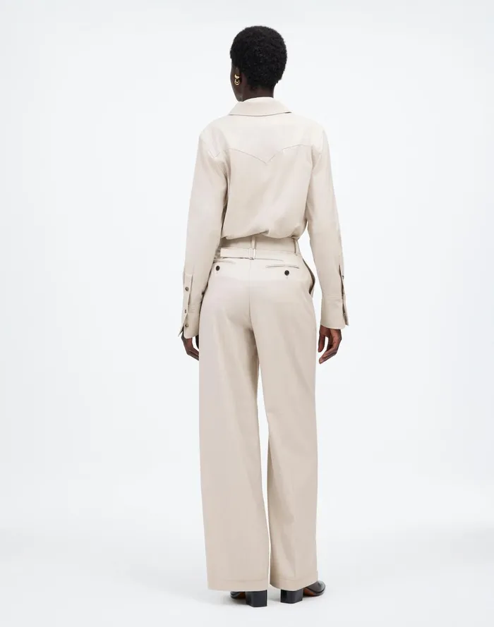 Women Pants Madewell The Harlow WideLeg Pant In Flannel Pebble Stone