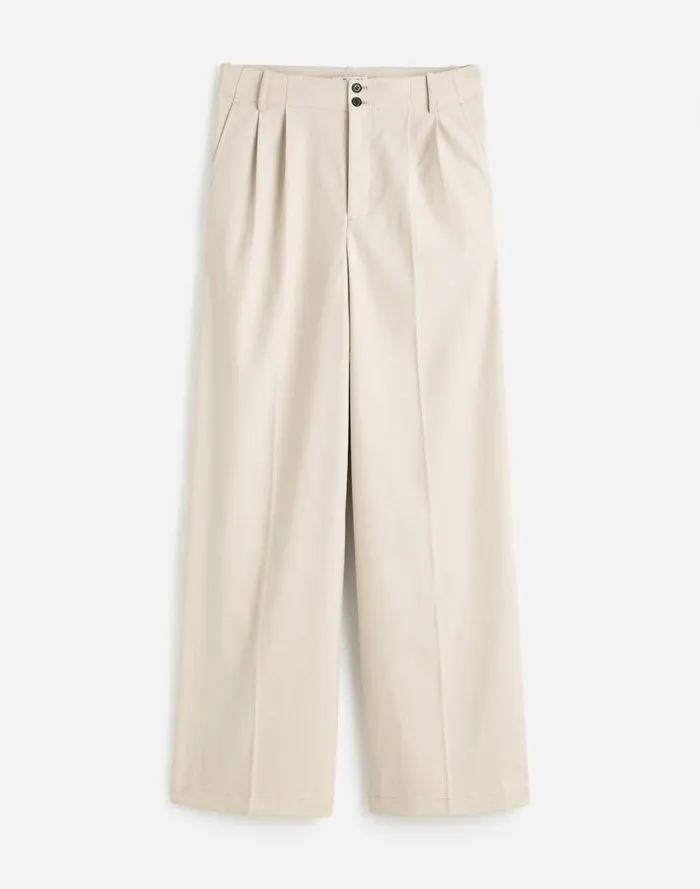 Women Pants Madewell The Harlow WideLeg Pant In Flannel Pebble Stone