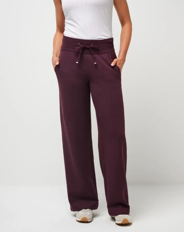 Women Pants TravisMathew SAVE THE DAY WIDE LEG PANT Heather Winetasting