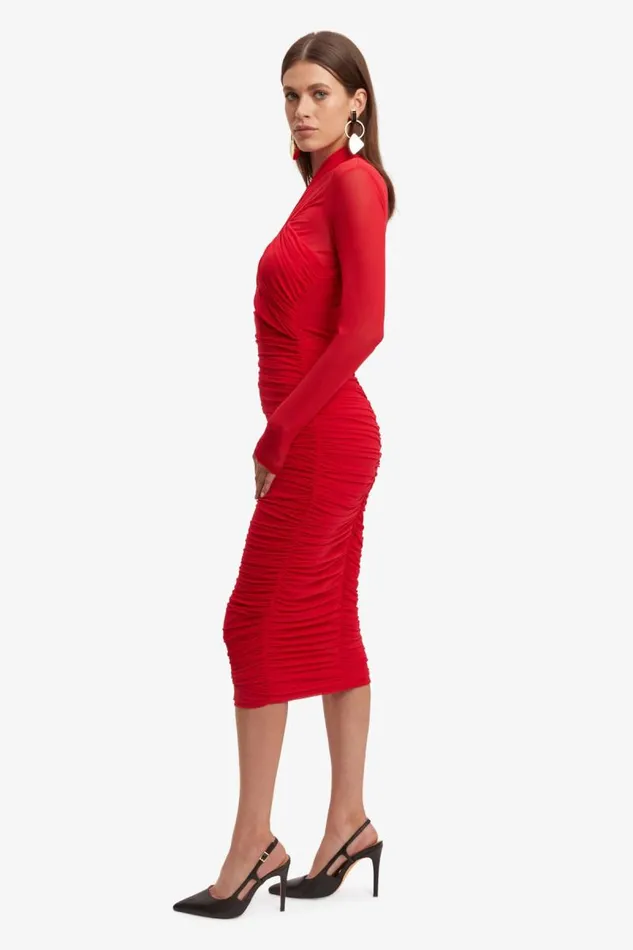Women Party Dresses Bardot Aliyah Dress In Fire Red Fire Red Women Party Dresses Bardot Aliyah Dress In Fire Red Fire Red