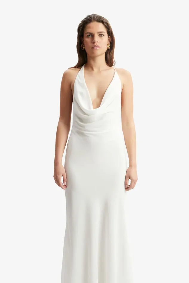 Women Party Dresses Bardot Cherie Cowl Neck Maxi Dress In Orchid White Orchid White