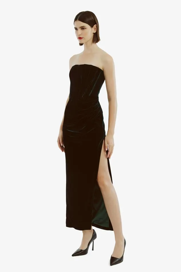 Women Party Dresses Bardot Everlasting Velour Midi Dress In Emerald Gr Emerald Gr Women Party Dresses Bardot Everlasting Velour Midi Dress In Emerald Gr Emerald Gr