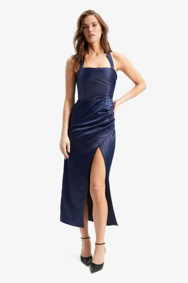 Women Party Dresses Bardot Lorelai Midi Dress In Navy Navy Women Party Dresses Bardot Lorelai Midi Dress In Navy Navy