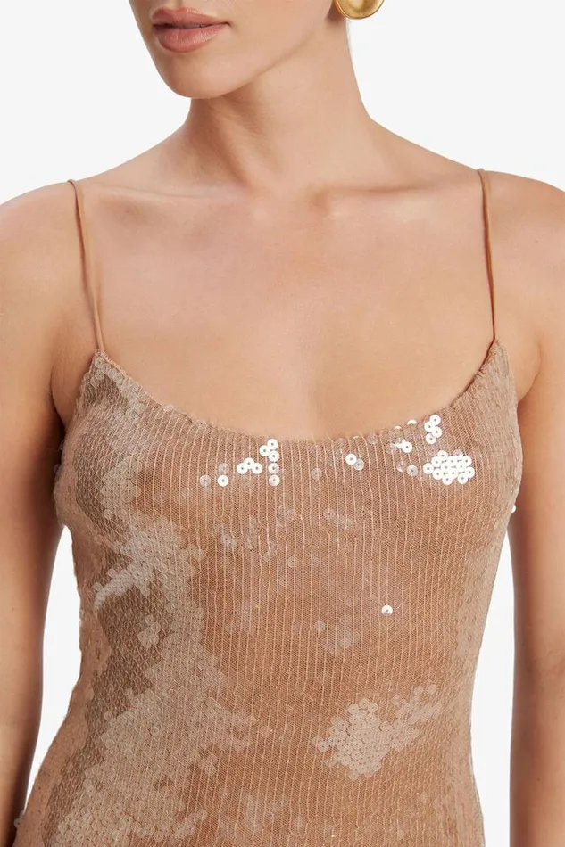 Women Party Dresses Bardot Ramira Sequin Maxi Dress In Nude Nude