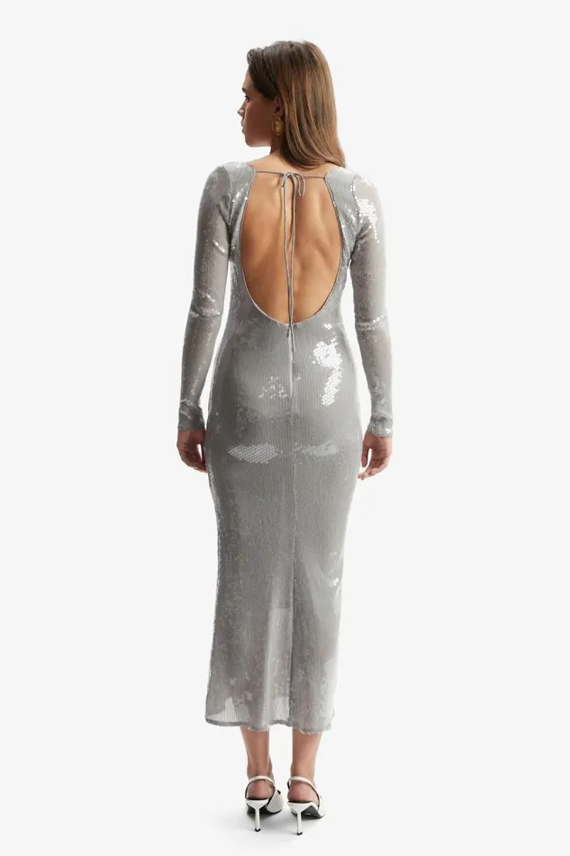 Women Party Dresses Bardot Verona Sequin Maxi Dress In Silver Silver