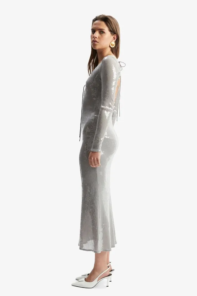 Women Party Dresses Bardot Verona Sequin Maxi Dress In Silver Silver